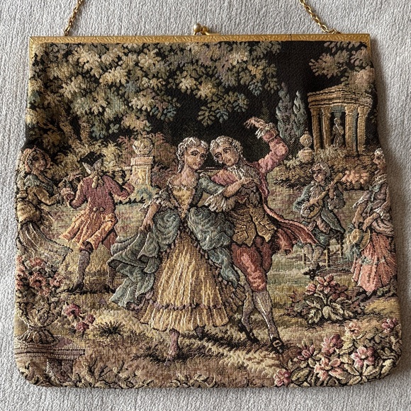Free People Tapestry Clutch with Gold Chain
